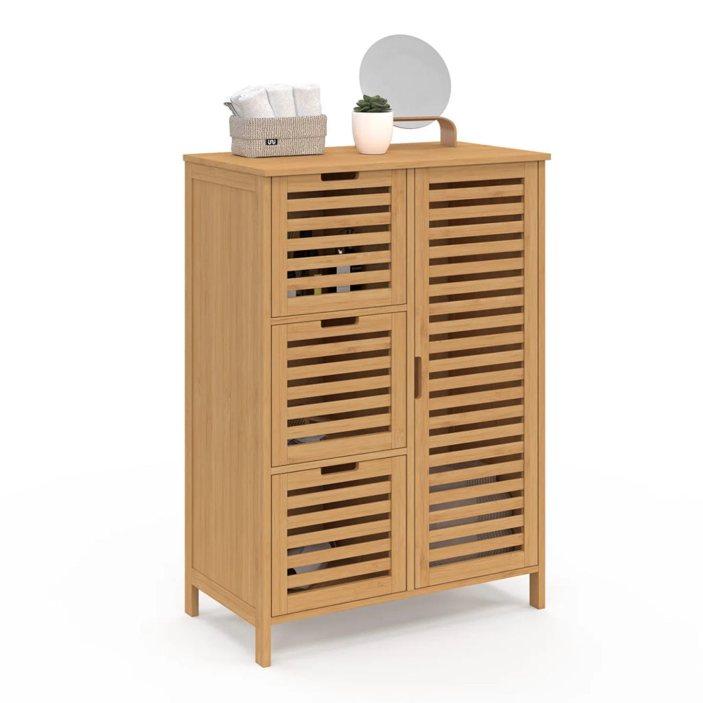 IDMarket - Mobile da bagno BEA a 3 cassetti in bambù con armadietto
