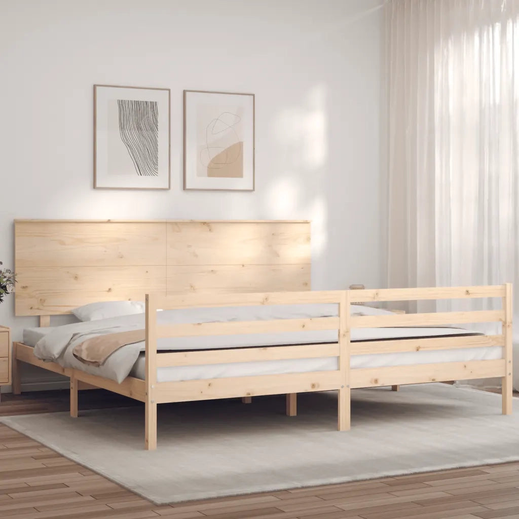 Giroletto con Testiera-Struttura Letto con testiera 200x200 cm in Legno Massello 483956