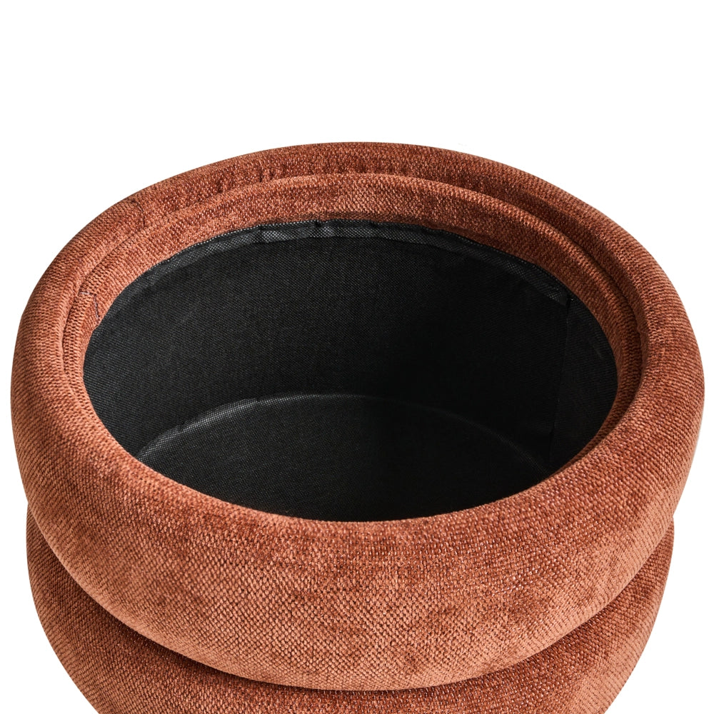 Pouf in ciniglia marrone dorato 40 x 41 cm con sgabello portaoggetti Design moderno