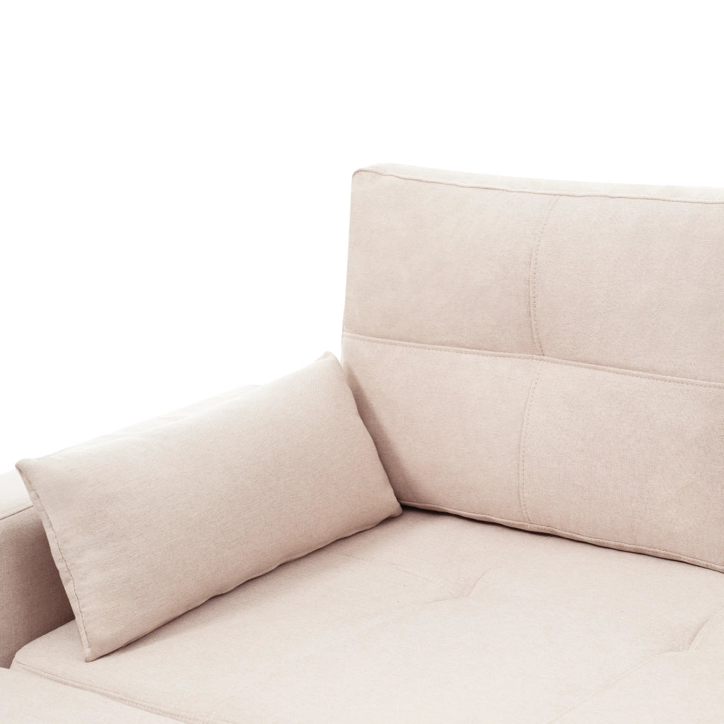 DIVANO LETTO angolare modulare estraibile 211x136x87 cm lino beige