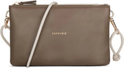 Clutch per Donna in Pelle Marrone Beige - Stile e Chic per Matrimoni, Feste e Tempo Libero - Piccola Borsa a Due Colori - Borsa da Spalla per Donna con Cinturino Regolabile
