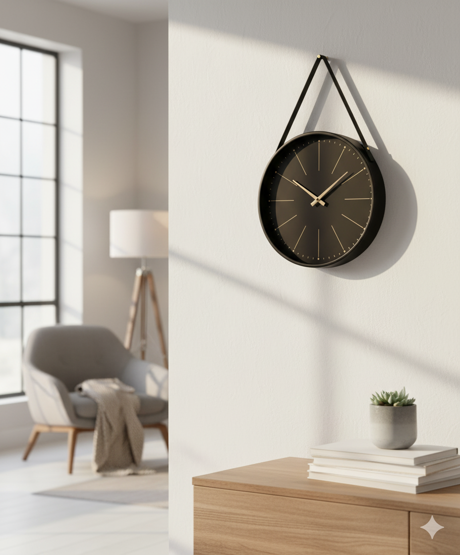 Orologio da Muro 40x6x66 cm Timeline in Legno Nero