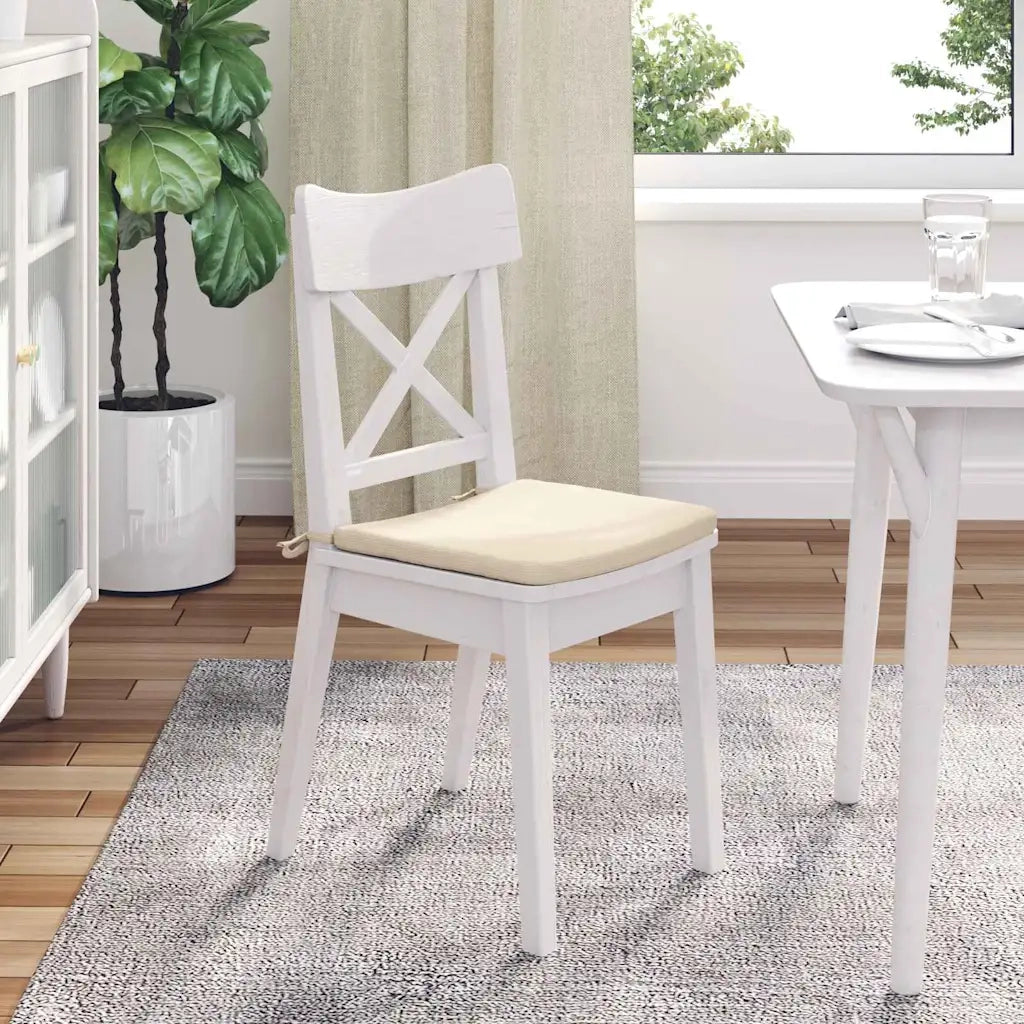Cuscini per Seduta 4 pz | Cuscini per sedie Crema 40 x 40 x 3 cm Tessuto in Cords