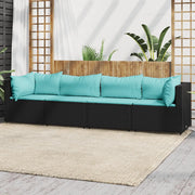 Set Divani da Giardino 4 pz con Cuscini Nero in Polyrattan 319800