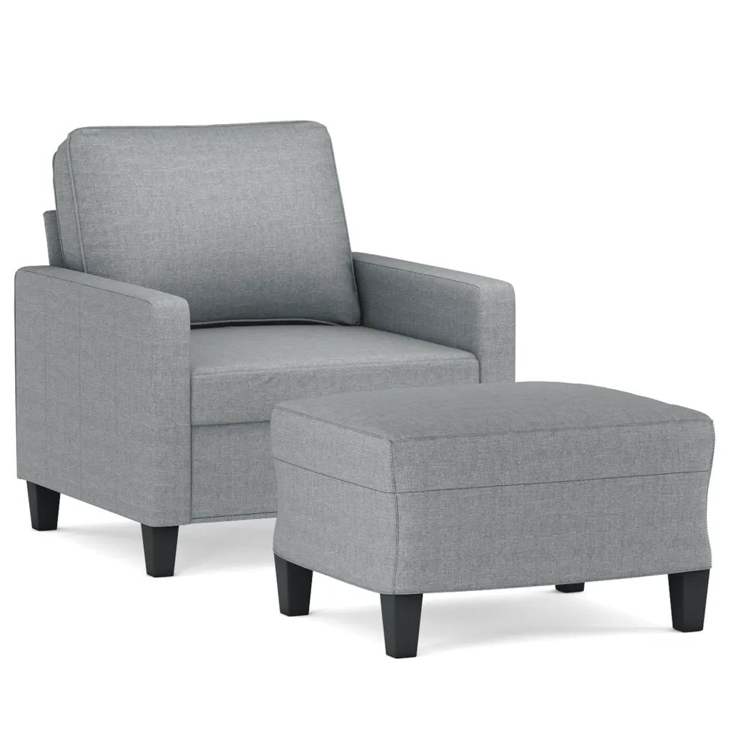 Poltrona | Sedia Relax con Poggiapiedi Grigio Chiaro 60 cm in Tessuto