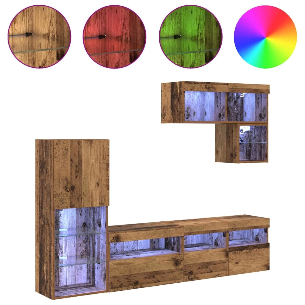 Unità per TV a Muro 6 pcs Legno vecchio Legno multistrato 3402974