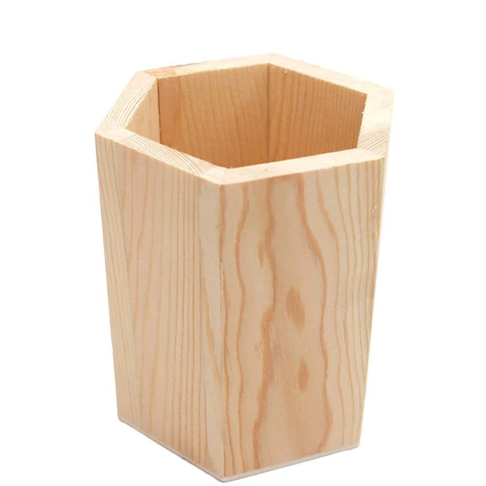 Trade Shop - Portapenne Legno Esagonale  64888 Organizer H11.5cm Penne Contenitore -