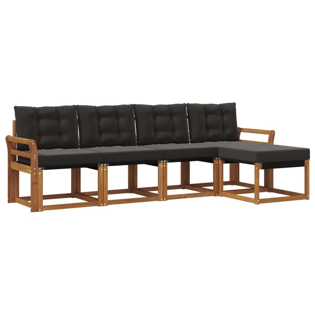 Set di divani da esterno con cuscino 5 pcs Naturale e Nero 3368571