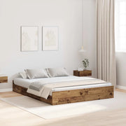 Struttura letto con contenitore-Giroletto con contenitore Legno vecchio 135 x 190 cm