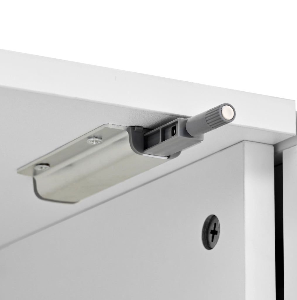 Mobile TV 180x34x30 cm con ripiano estraibile e doppio montaggio in truciolato bianco