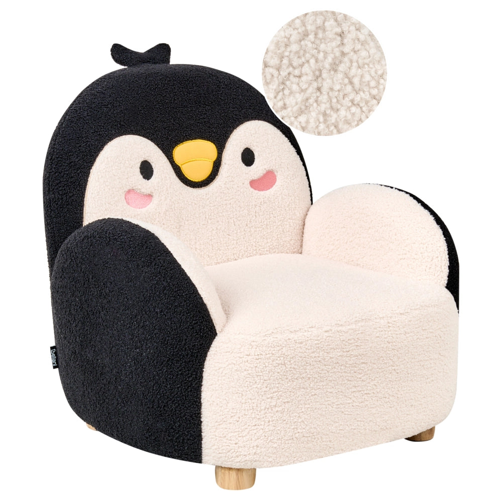 Poltrona per bambini Pinguino bouclé Nero Imbottito Sedia bassa per bambini Forma