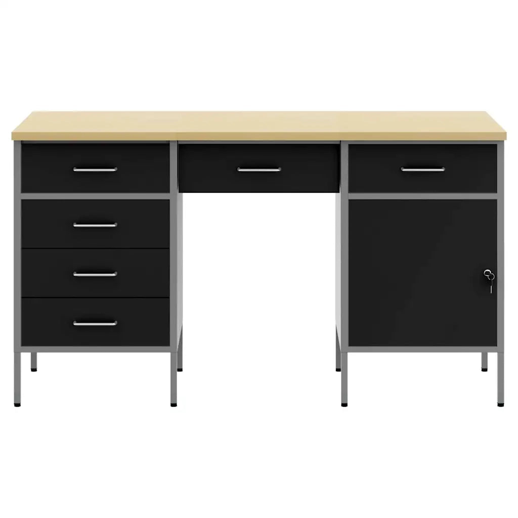 Mobile da lavoro 3 pcs Nero Legno ingegnerizzato e acciaio 3321378