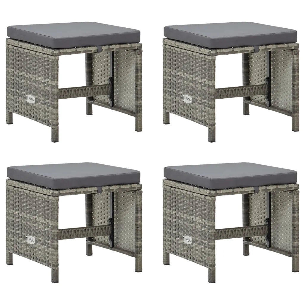 Sgabelli da Giardino 4 pz con Cuscini in Polyrattan Grigio cod mxl 23198