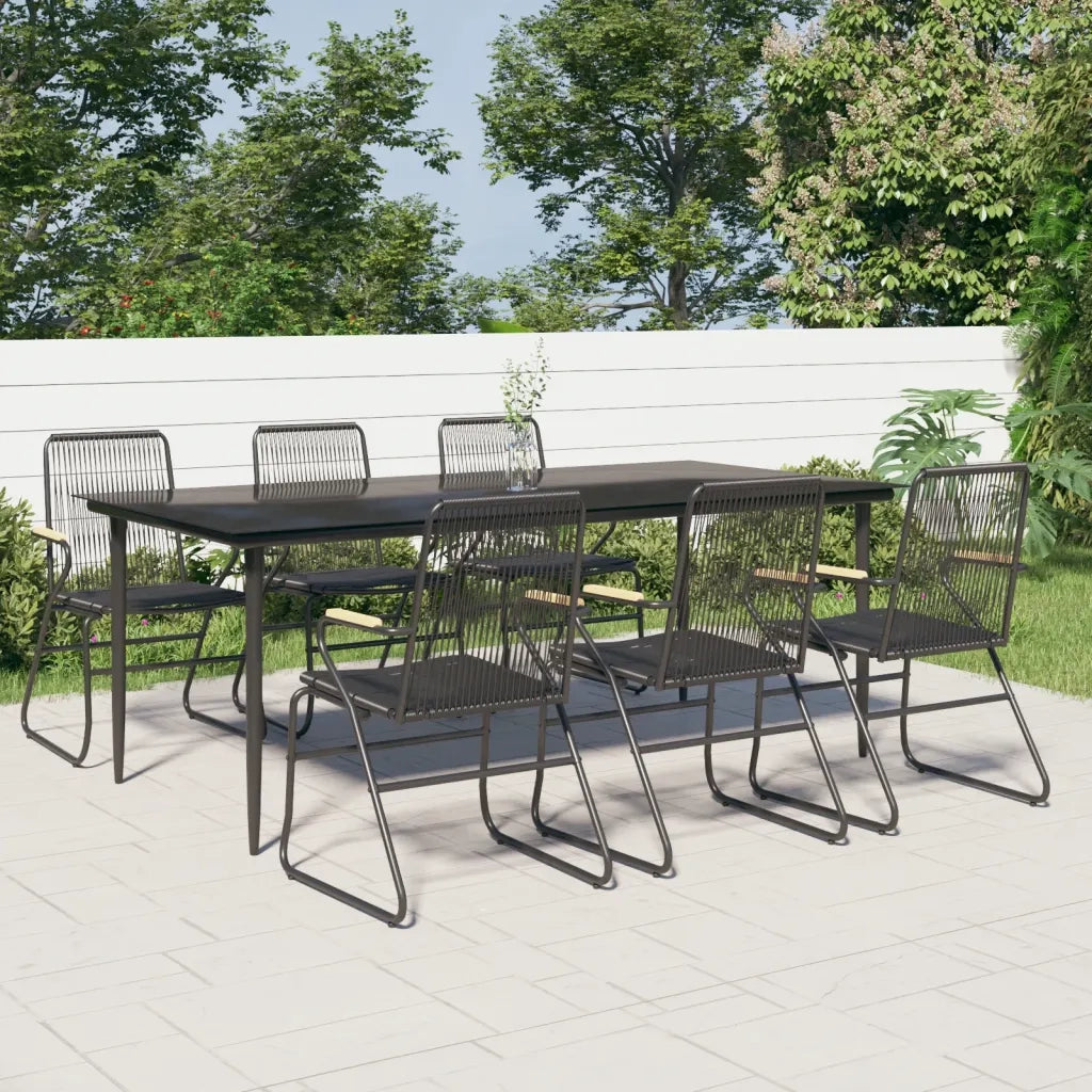 Set da Pranzo da Giardino 7 pz Nero in Rattan PVCcod mxl 73545