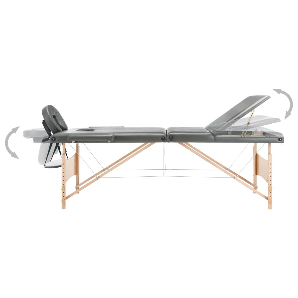 Lettino da massaggio a 3 zone struttura in legno 186 x 68 cm antracite 02_0001801