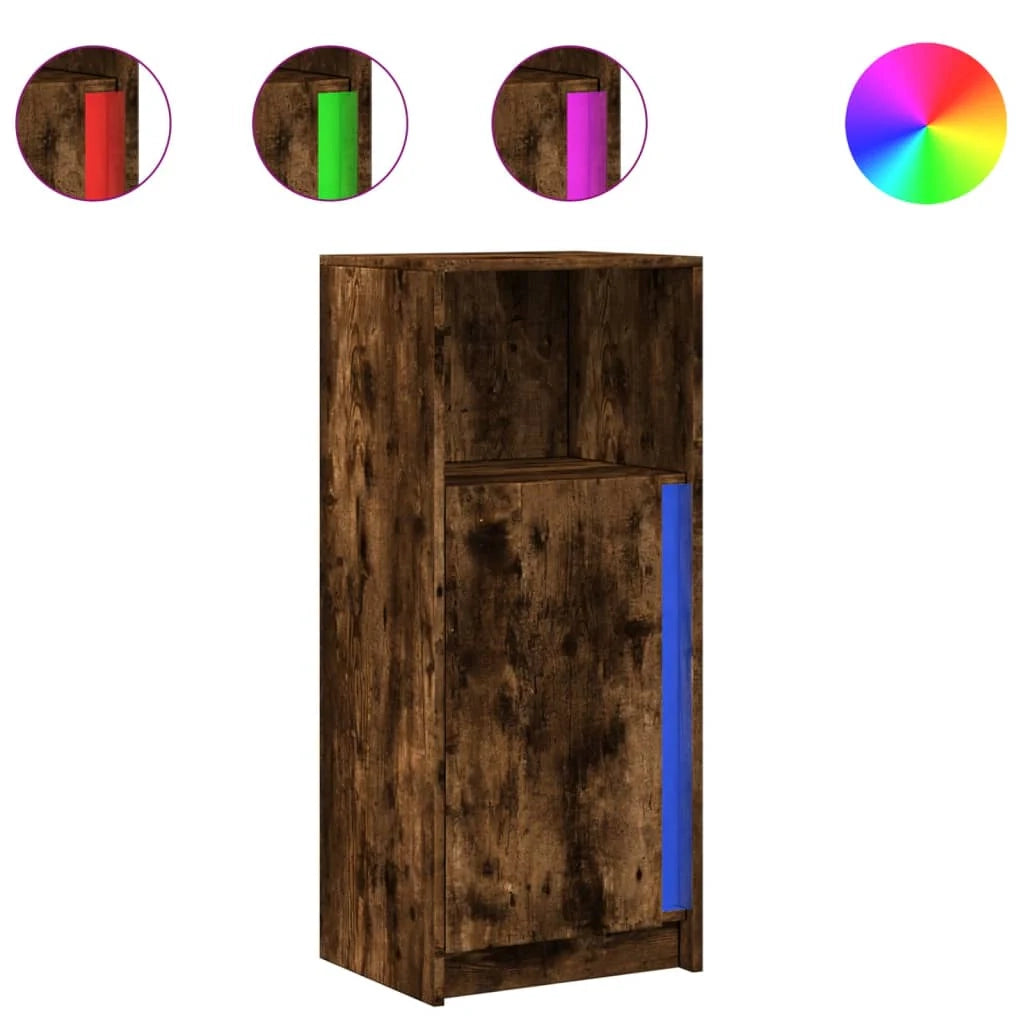 Buffet credenza cassettiera mobiletto mobile contenitore organizer per cucina soggiorno salotto con illuminazione a LED 42,5 x 34 x 100 cm legno ingegnerizzato marrone 02_0029779