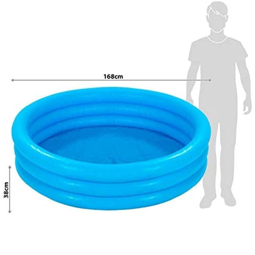 Trade Shop - Piscina Gonfiabile Crystal Blu Grande 3 Anelli 168 X 38 Cm Estate Bambini 58446 -