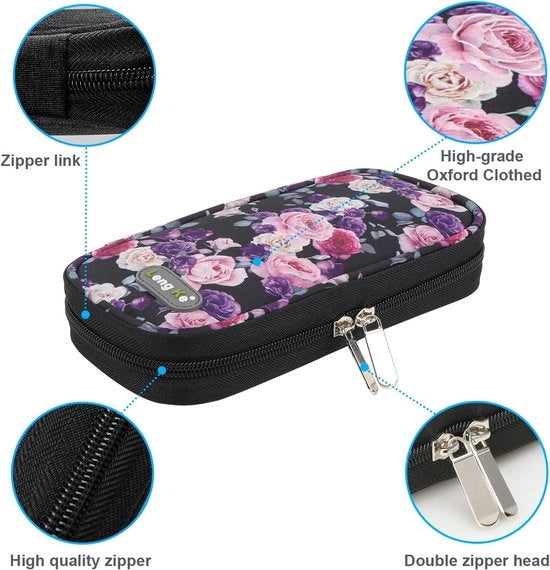 Zak per insulina, valigetta per diabete, borsa portatile per insulina e medicamenti (rosa viola)