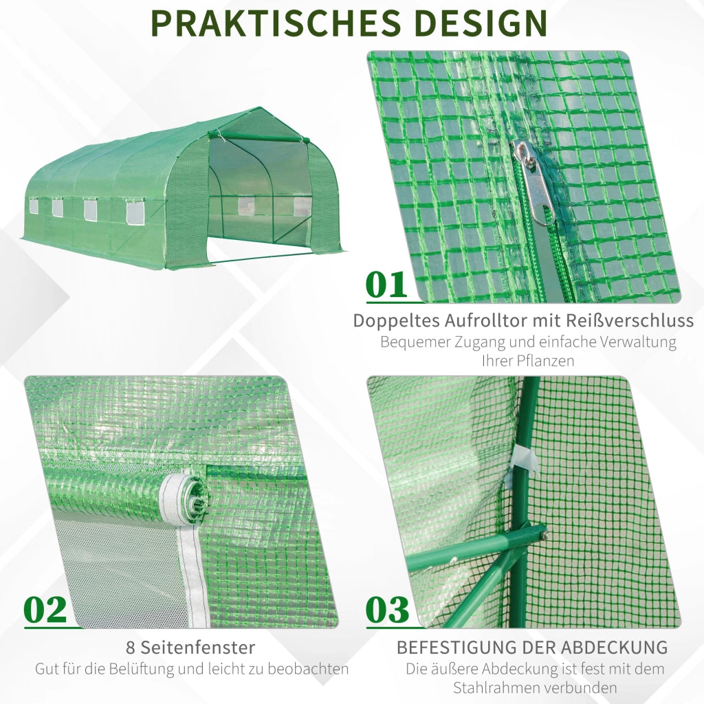Serra in PVC per giardino ¨C zephmum ¨C verde 6x3x2 m