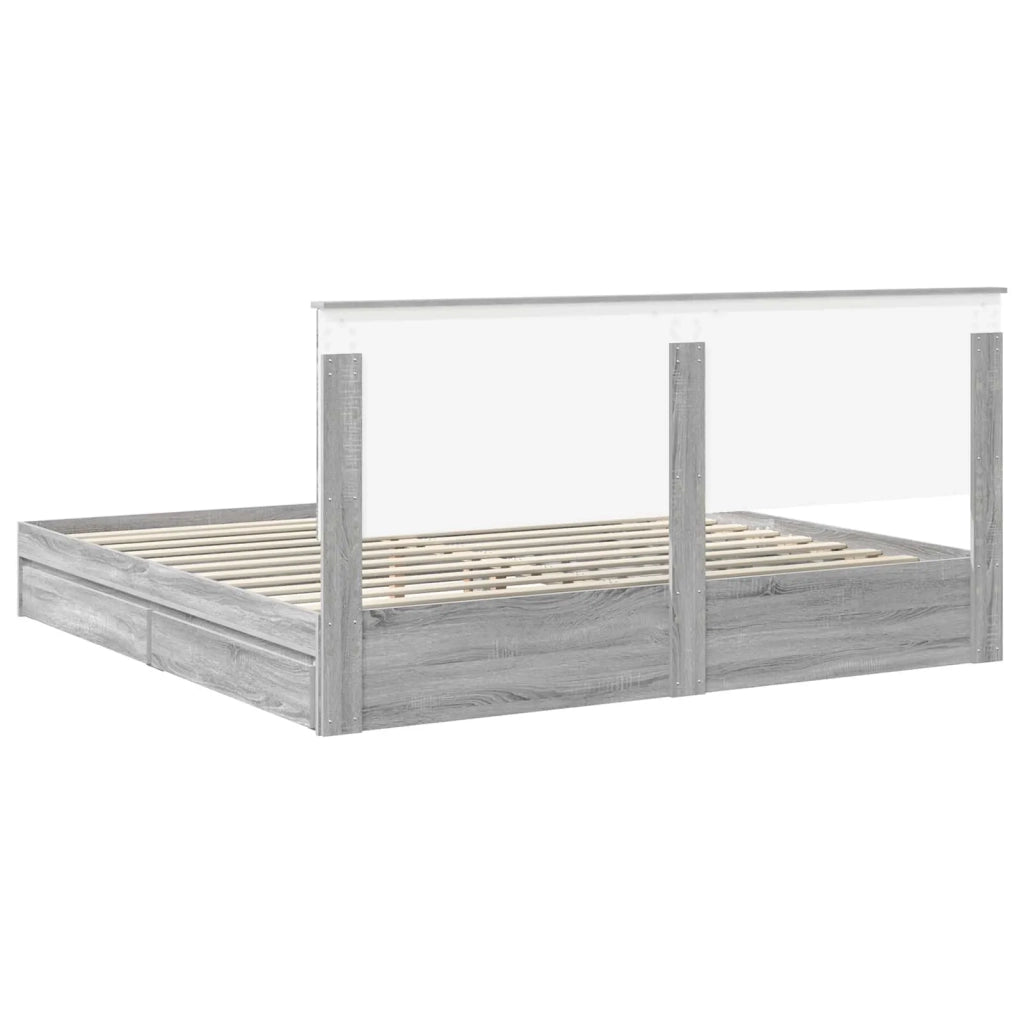 Letto con Contenitore con testiera Grigio Sonoma 200 x 200 cm