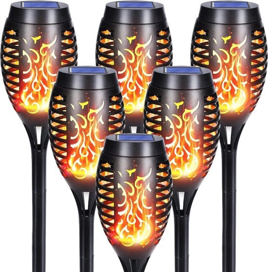Lampade solari per esterno - 6 pezzi - 12 LED - lampade solari - effetto fiamma realistico - IP65 impermeabile all'acqua - candele per giardino - energia solare - giardini - sentieri - giardino posteriore - prato - balcone