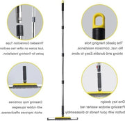 Aspiratore per pavimenti con 54 pollici manico regolabile e aspiratore a mano - Spazzola per pavimenti con setole per garage, cortile, bagno, cucina e parete di piastrelle (GIALLO) schiuma schiacciatrice con lama di acciaio
