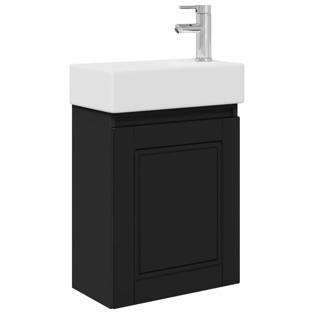 Mobile bagno con rubinetto Nero 45,5 x 22,5 x 84 cm