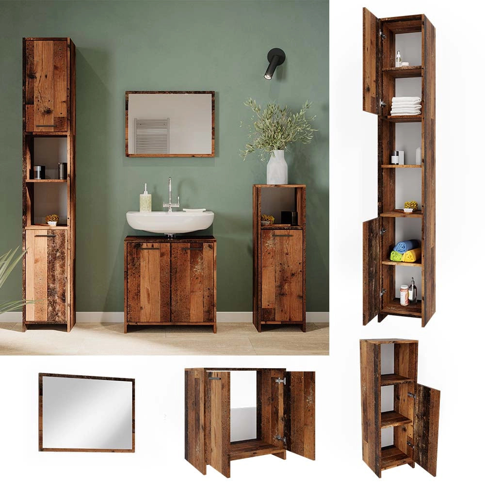 Vicco Set mobili bagno Rovere rustico 4 parti