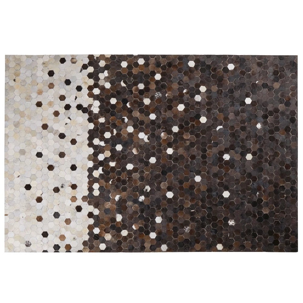 Tappeto tappetino Marrone con Pelle Beige 160 x 230 cm Patchwork Rustico