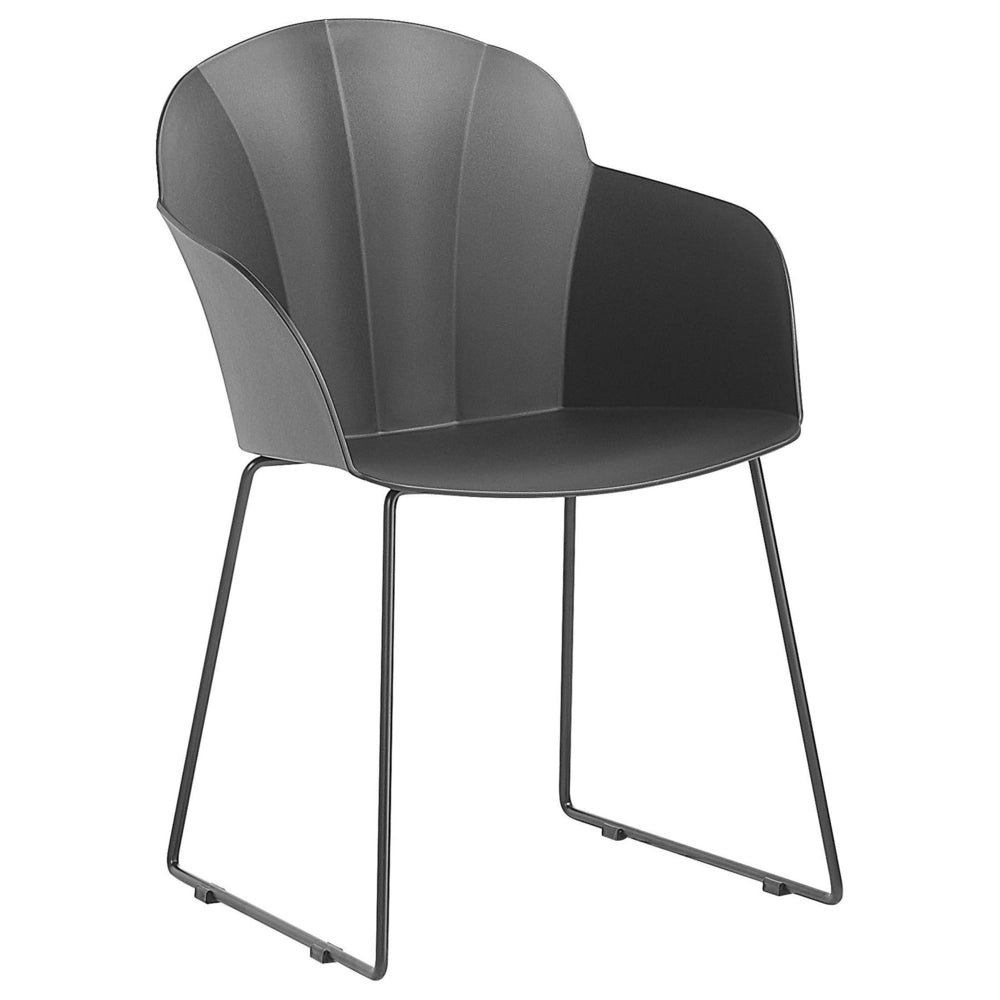 Set di 2 sedie da pranzo in materiale sintetico Nero gambe in metallo Nero formate con schienale moderno soggiorno