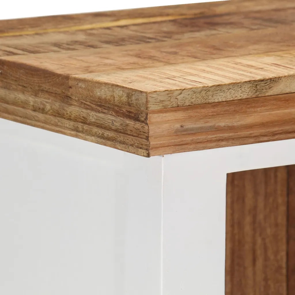 Credenza Bianca e Marrone 40x30x110 cm Legno di Mango e Acacia 338448