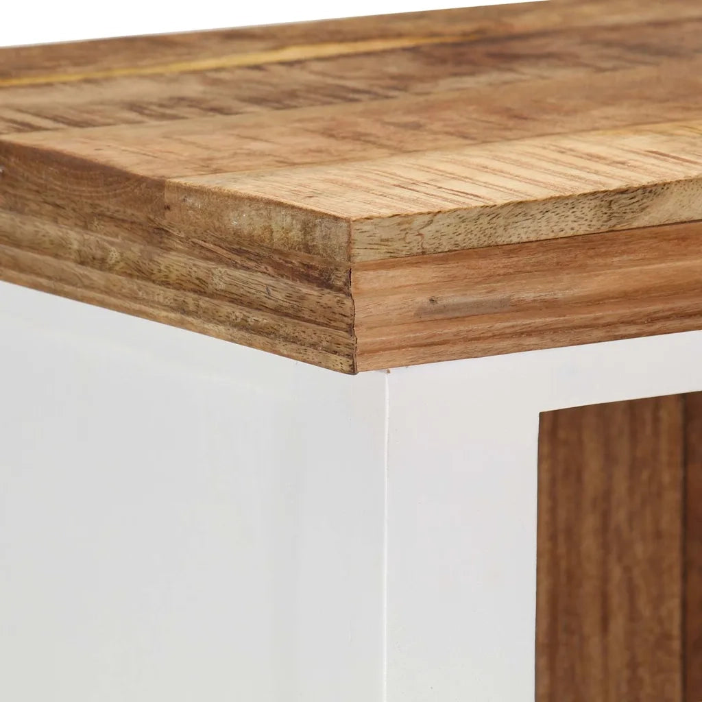 Credenza Bianca e Marrone 40x30x110 cm Legno di Mango e Acacia 338448