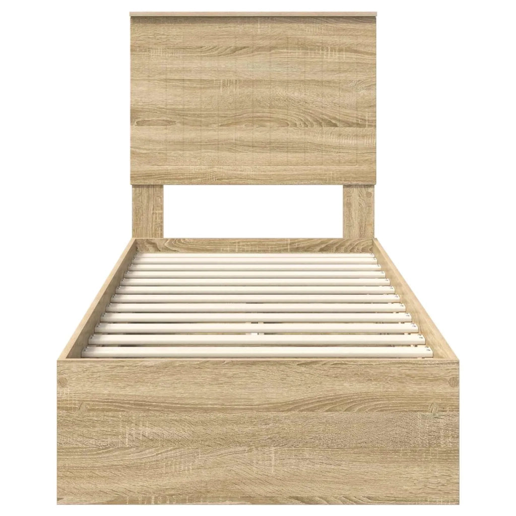 Letto con Contenitore con testiera Rovere Sonoma 75 x 190 cm