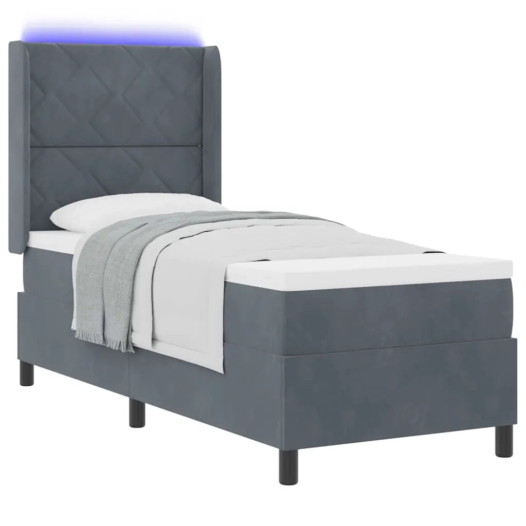 Letto a molle con strisce LED Grigio scuro 80 x 200 cm Velluto 3343893