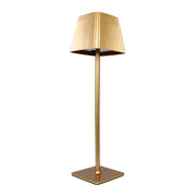 LAMPADA LED DA TAVOLO ORO CON PARALUME QUADRATO A PIEGHE - RICARICABILE USB + ENERGIA SOLARE CON SENSORE CREPUSCOLARE