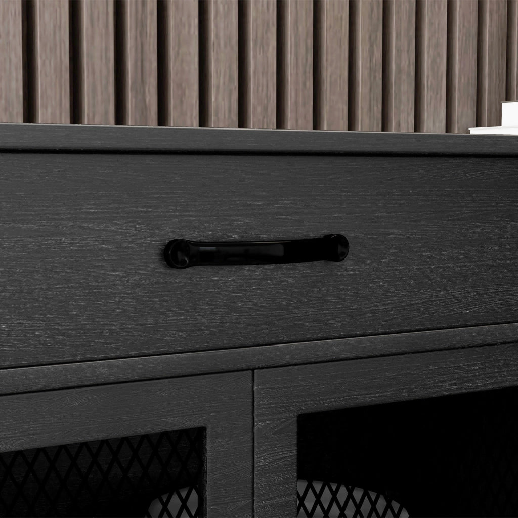 Armadio con ante scorrevoli e cassetti ¨C Zephmum ¨C Nero 150x40x85 cm