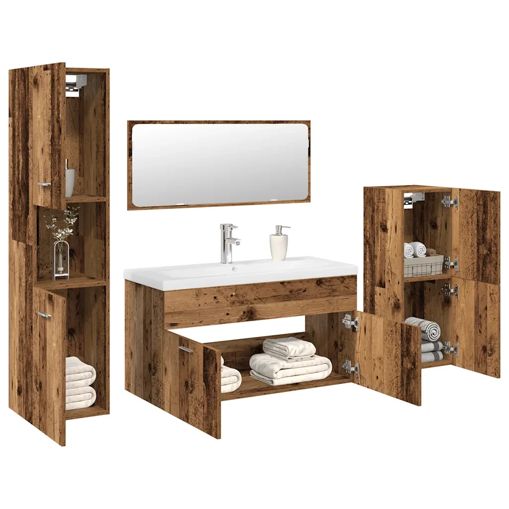 Set Mobili da Bagno 5 pz Legno Antico in Legno Multistrato 3328913
