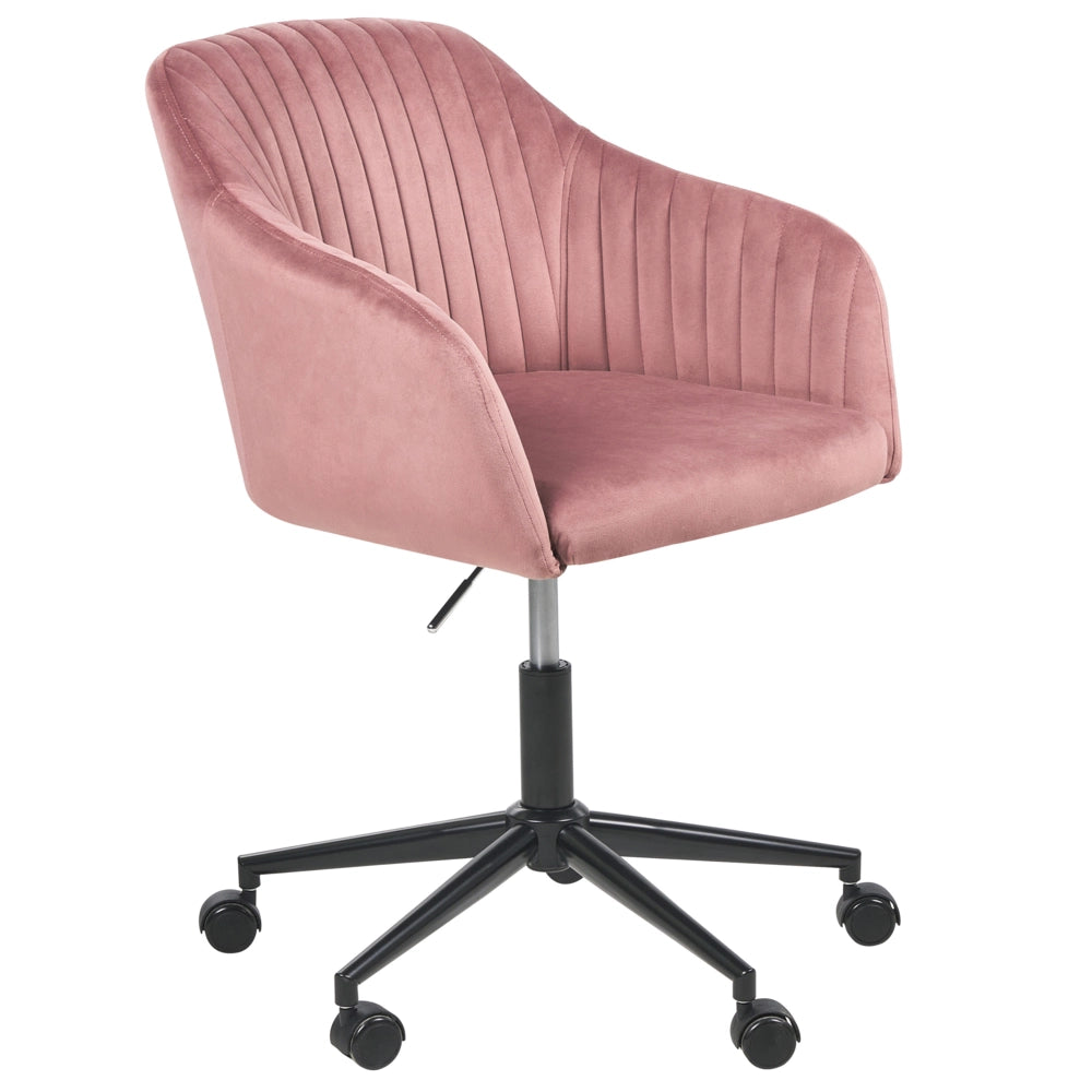 Sedia da scrivania in tessuto con ruote in velluto rosa ufficio da casa studio stile glamour