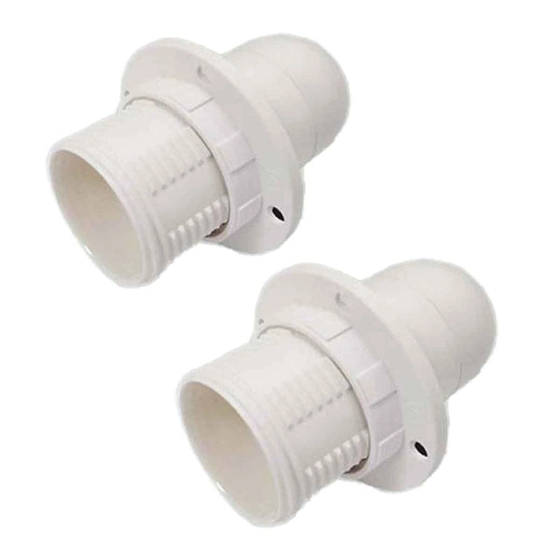 2 Pezzi Portalampade E14, Portalampada in Termoplastico Bianco Con Ghiera