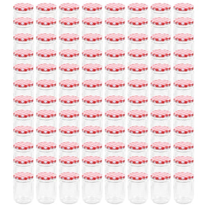 Vasi Marmellata in Vetro Coperchio Bianco e Rosso 96 pz 230 ml 50799
