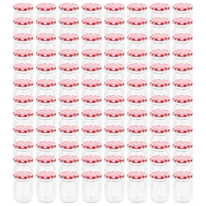 Vasi Marmellata in Vetro Coperchio Bianco e Rosso 96 pz 230 ml 50799