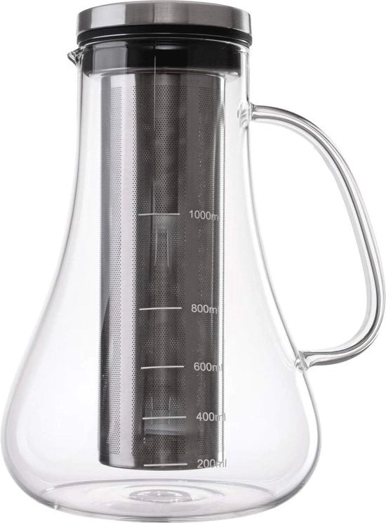 Apparecchio per Cold Brew con caraffa in vetro e filtro in acciaio inossidabile da 1 litro