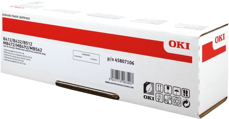 ORIGINAL OKI toner nero 45807106 B412 ~7000 Seiten