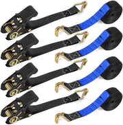 Ratelspanbandi con ganci - 6M x 25MM ratelspanbandi TÜV/GS-omologati con gancio per motocicli, auto, rimorchi e uso domestico (nero/4-pack)