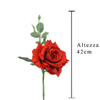 Set 4 Rose Artificiali Regina Altezza 42 cm Rosso