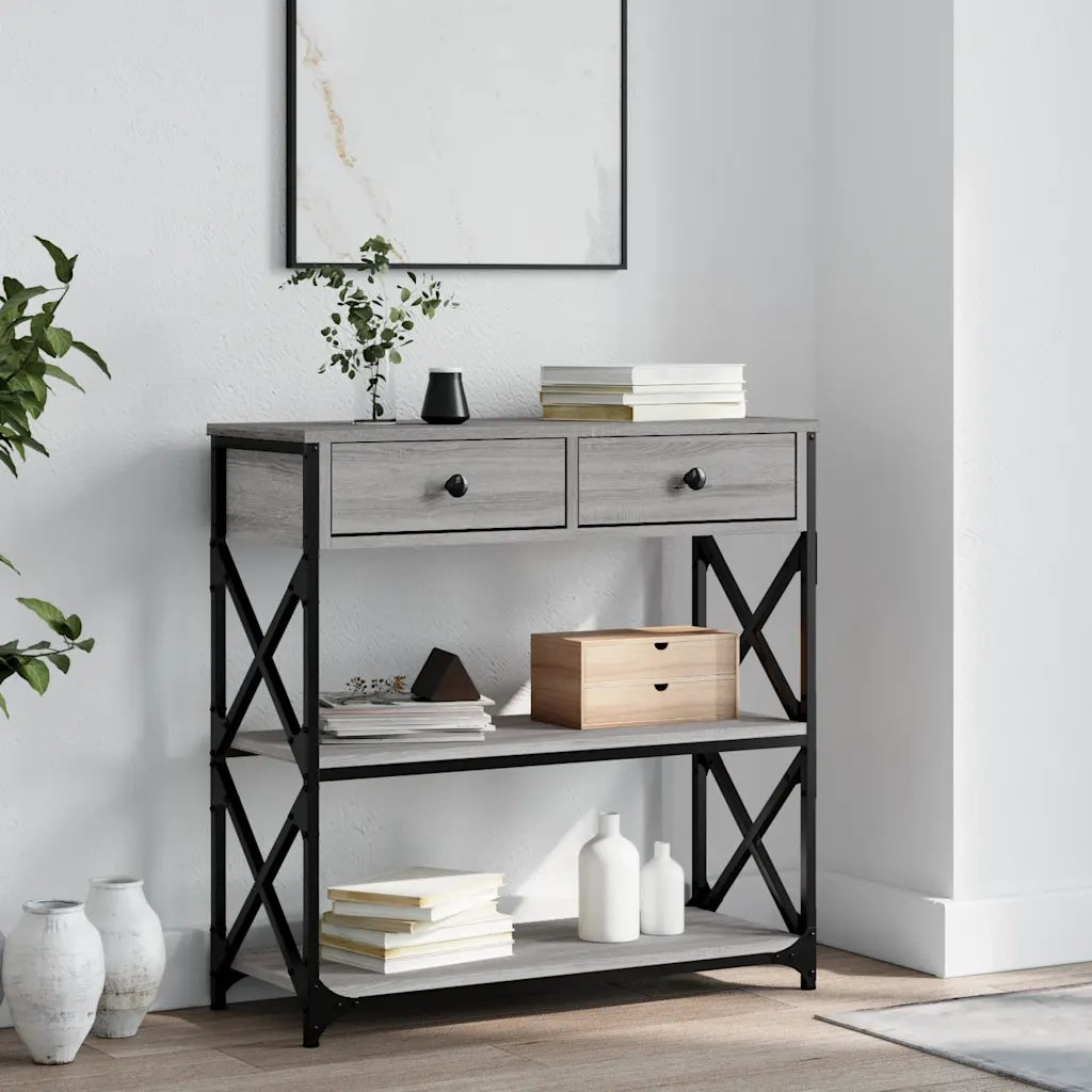 Tavolino Consolle | Tavolo d'Ingresso Grigio Sonoma 75x28x75 cm Legno Multistrato