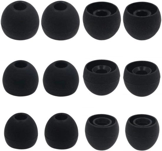 12 pezzi S/M/L cuscinetti di sostituzione per auricolari - auricolari - pulsanti in silicone per auricolari con apertura interna di 3,8mm - nero, SML
