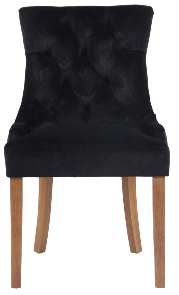 Set 4 poltrone pranzo Aberdeen in velluto nero,antico chiaro