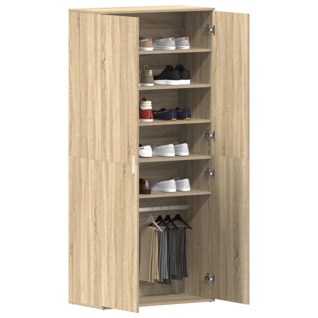 Mobile per Scarpe Quercia Sonoma 80x39x180 cm Legno Ingegnerizzato