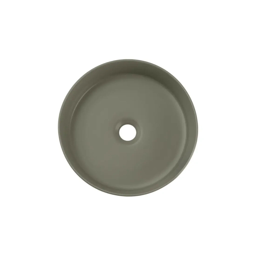 Lavabo da appoggio rotondo 36 cm in ceramica verde oliva opaco